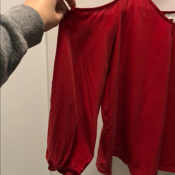 Red Joie Blouse with Cut Out Shoulders - Picture 2 of 3